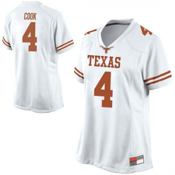 Women's University of Texas #4 Anthony Cook Game Embroidery Jersey White
